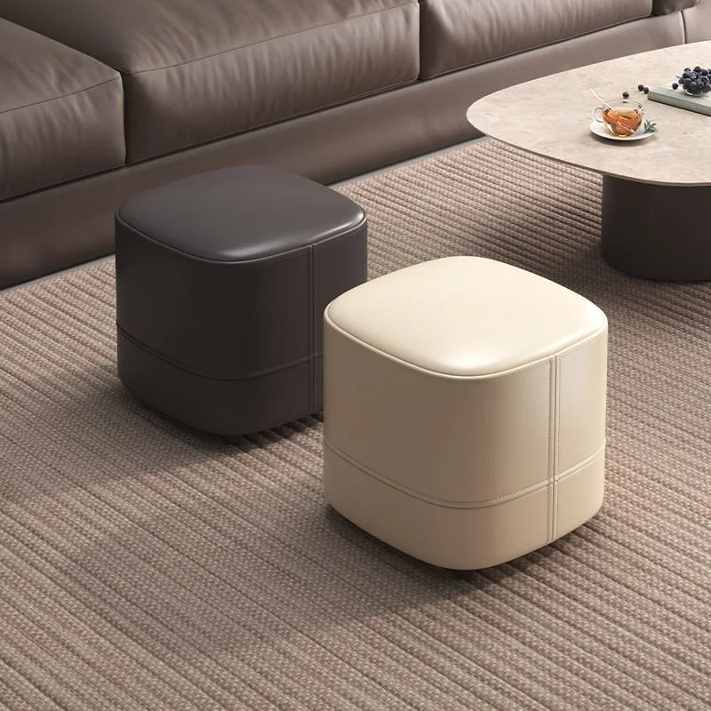 Internet Celebrity Licht Luxus Leder niedriger Hocker einfacher Haushalt Sofa Hocker Schlafzimmer Wohnzimmer hochwertiger quadratischer Hocker weich