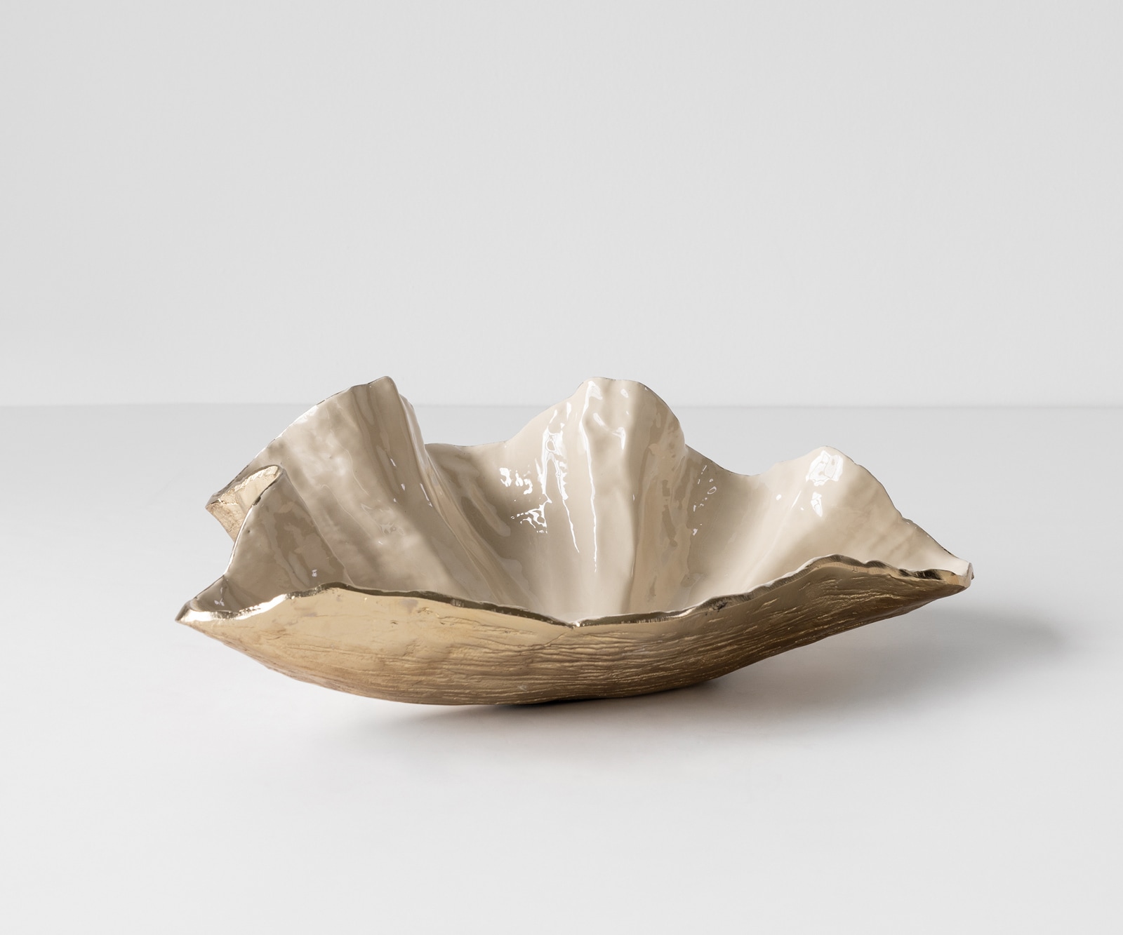 DELIFE Schale Aurelia B46 x T31 x H15 cm Aluminium Champagner Ivory Handgemacht, Wohnaccessoires