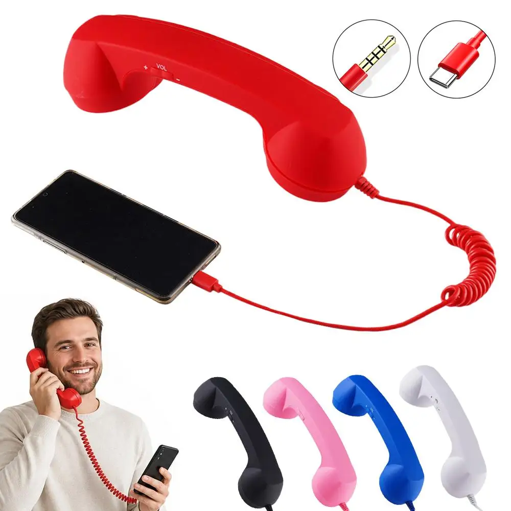 Retro Phone Handset Type-C/Bluetooth Connector Clear Sound Mobile Phone Telephone Handset for Mobile Phones ﻿