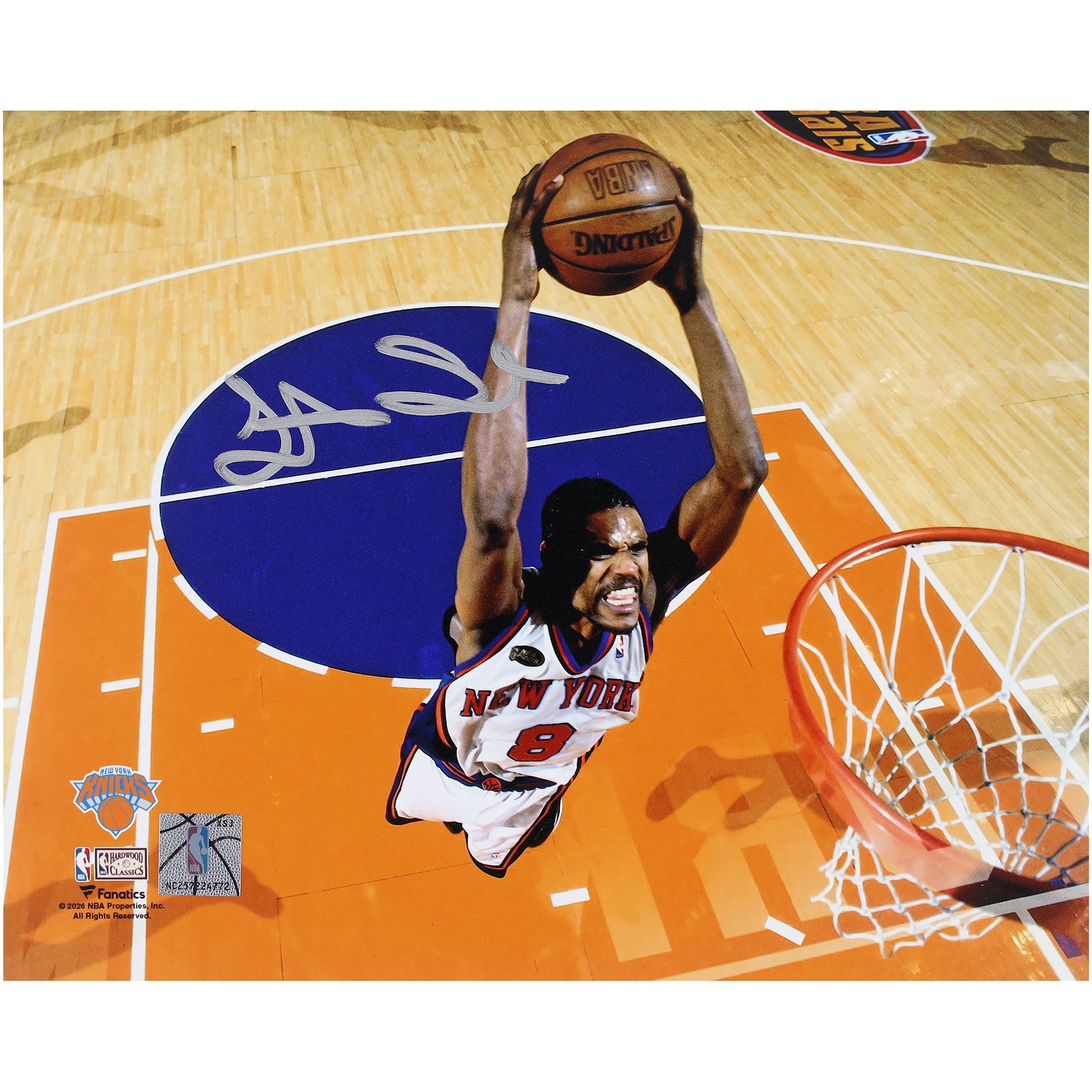 Photo dédicacée de Latrell Sprewell (New York Knicks) - 20 x 25 cm - Match 4 des finales NBA - Dunk - No Gender Taille: No Size