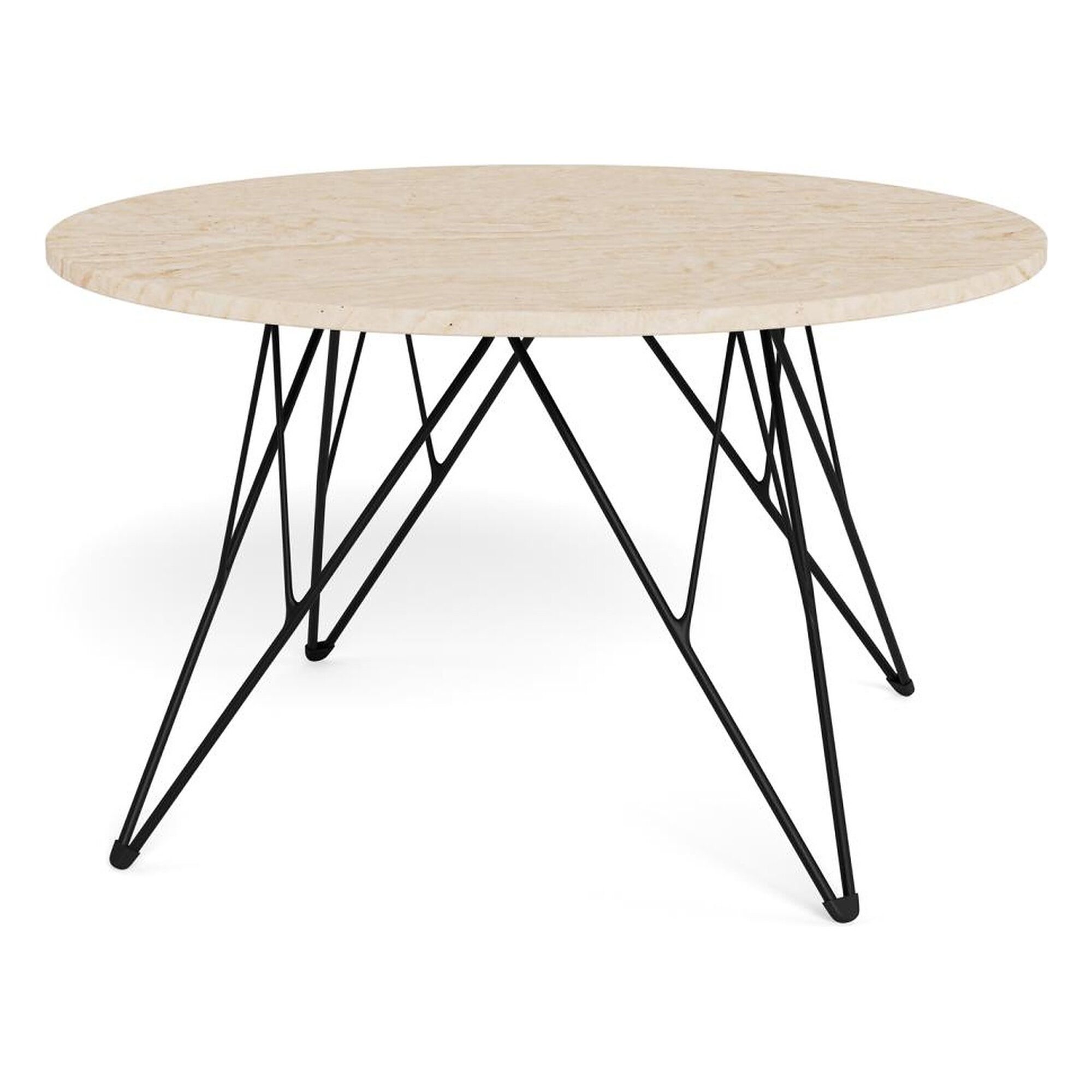 Actona »Prunus« Couchtisch rund Travertin beige, Gestell schwarz