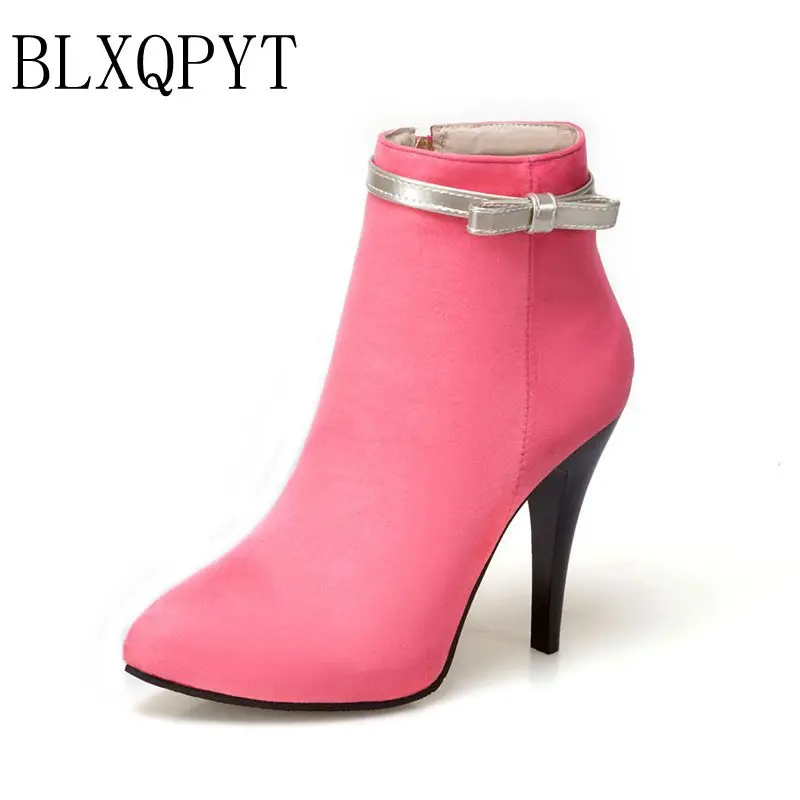 BLXQPYT Große Größe 33-50 Stiefeletten, kurze sexy Schuhe für Damen, Frühling, Herbst, Winter, High Heels, Damen-Schuhe für Hochzeit, Party, Größe 2–5