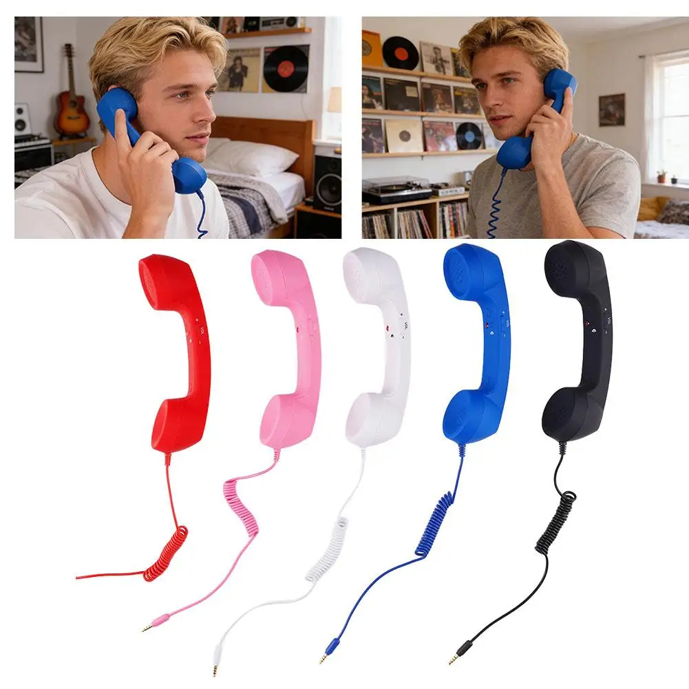 Retro Telephone Receiver 3.5mm/Type-C Retro Phone Handset,Directly Plug Into Mobile Phone Handset For Mobile Phones