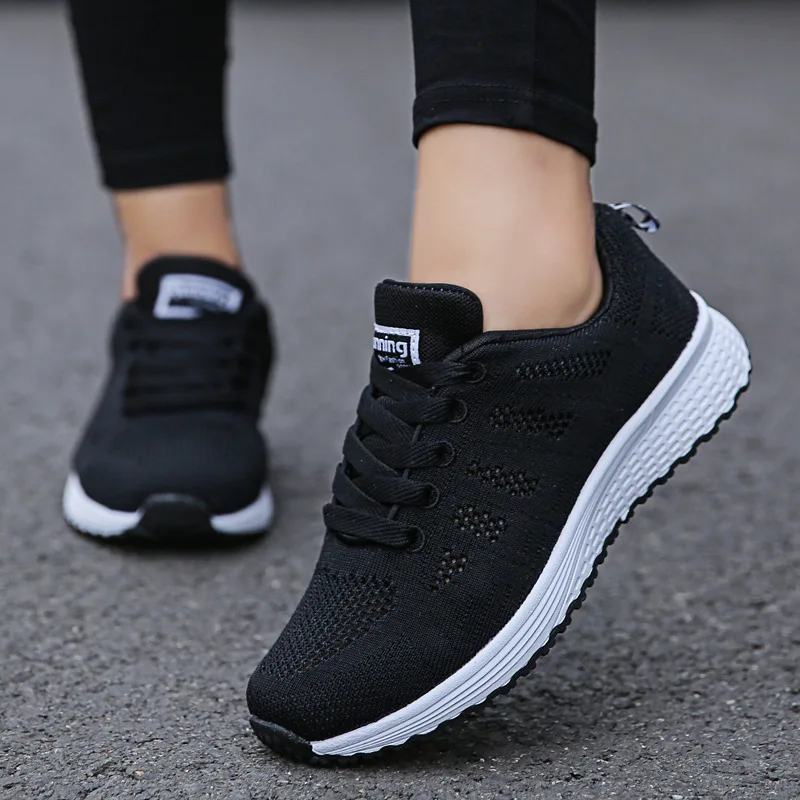 Damen Freizeitschuhe Mode Atmungsaktive Mesh-Walkingschuhe Flache Schuhe Damen Weiße Sneaker Damen 2024 Tenis Feminino Damenschuhe