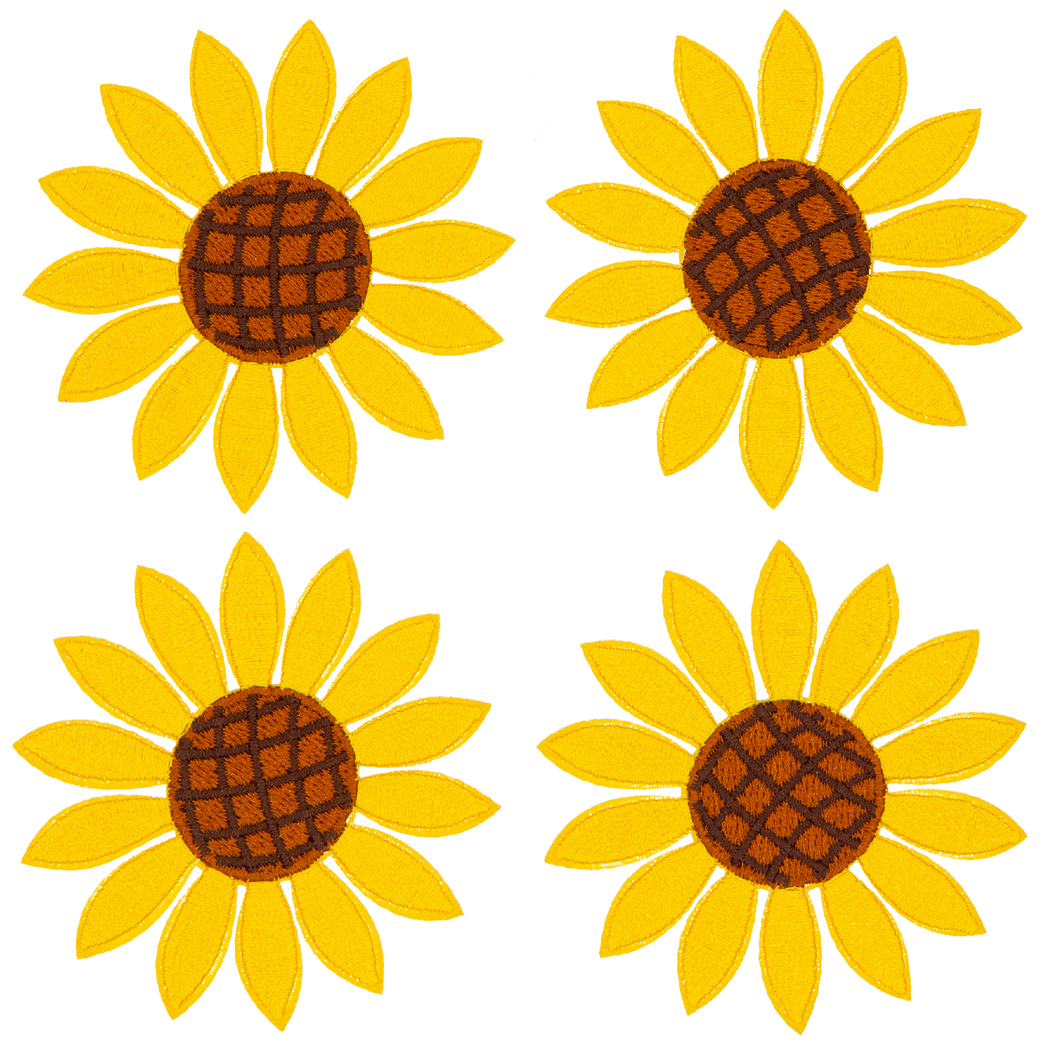 buttinette Applikationen Sonnenblumen Größe: 6 x 6 cm, Inhalt: 4 Stück