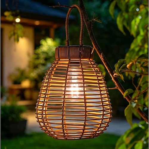 Solarlaternen für den Außenbereich, Solarleuchten aus Rattan für Garten, Gartenbeleuchtung, dekorative Hängelaternen als Geburtstagsgeschenk, für Garten, Veranda, Hof, Balkon, Terrasse und