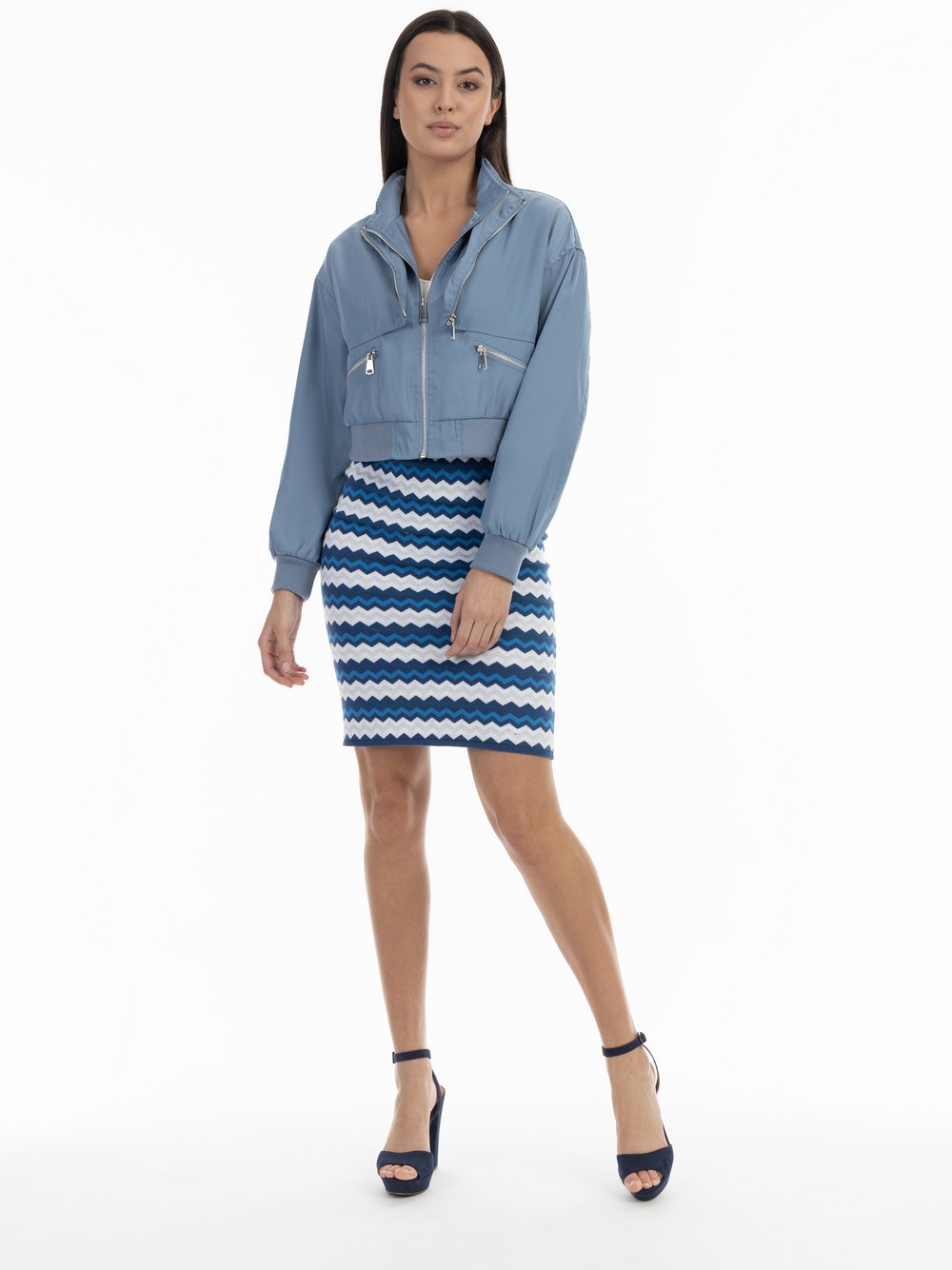 Faina Strick Midirock Damen blau, S