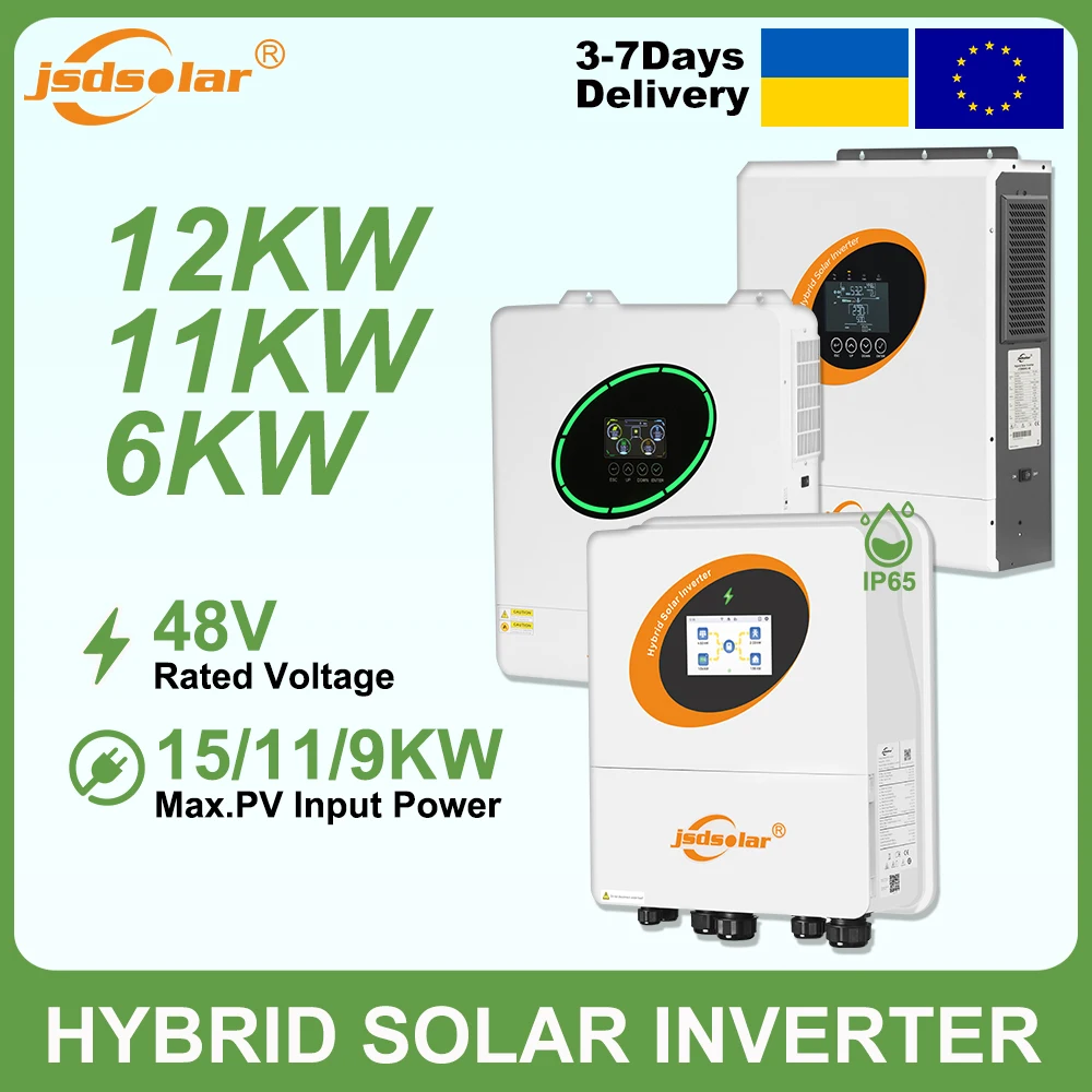 Onduleur solaire hybride Jsdsolar 11 kW, parallèle 48 V, hors réseau, onduleur monophasé écologique 6 kW, onduleur à onde sinusoïdale pure 12 kW, MPPT 160 A 135 A, entrée générateur, chargeur