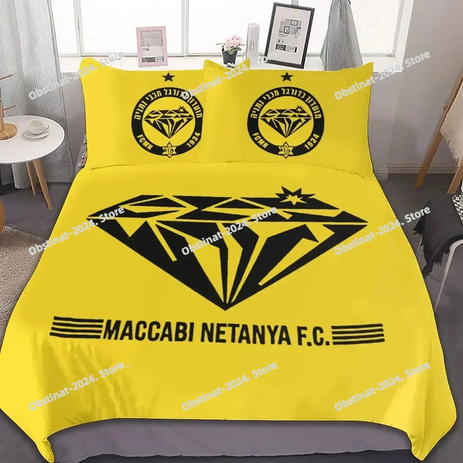 Ensemble de literie Maccabi Netanya, couette imprimée en 3D, housse de couette, housse de couvre-lit, taie d