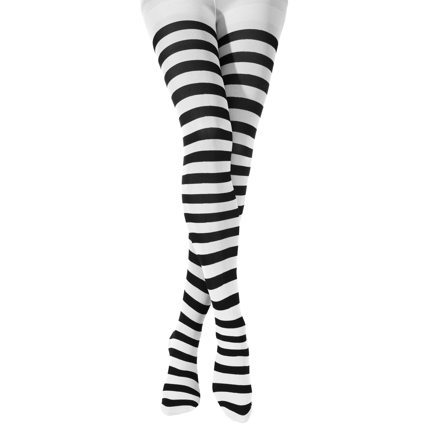 Collants rayés pour adultes, blanc/noir