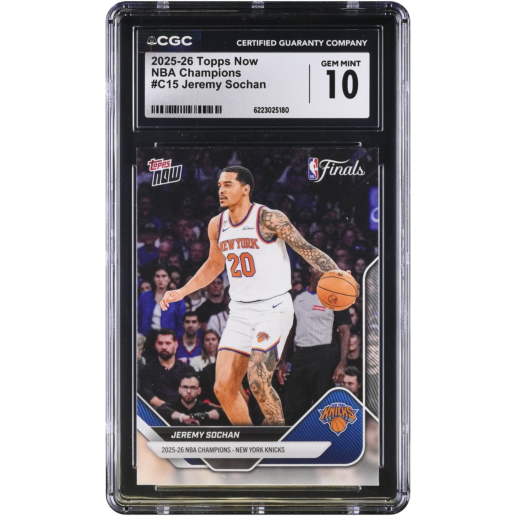 Carte Jeremy Sochan New York Knicks 2025-26 Topps Now Champions NBA #C15 Authentifiée CGC État neuf (GEM MINT) - No Gender Taille: No Size