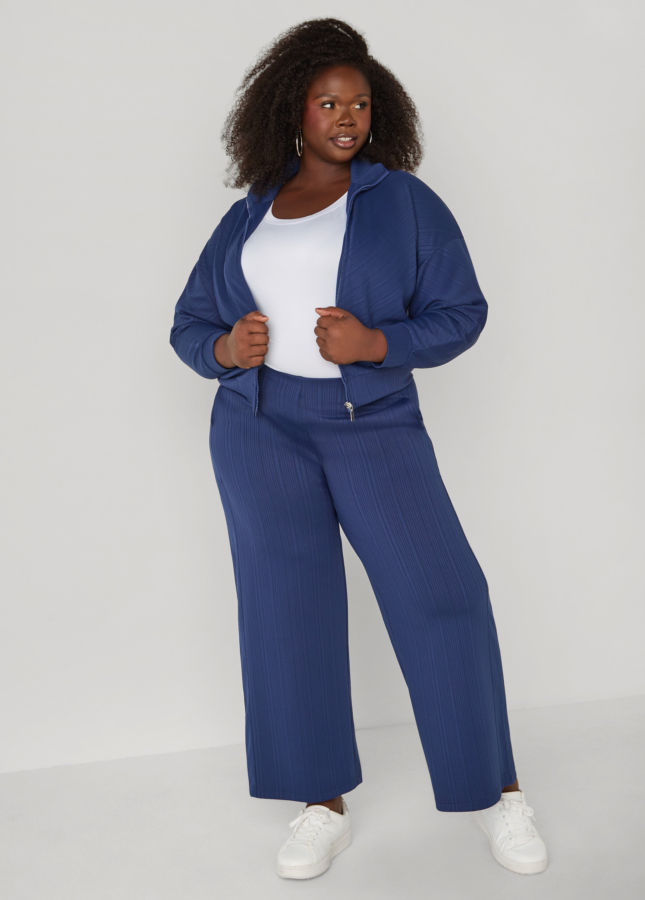 Plus Size Striped Luxe Soft Scuba Pants