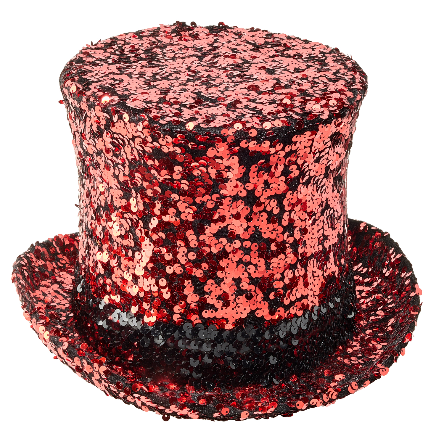 Chapeau haut-de-forme "paillettes", rouge/noir