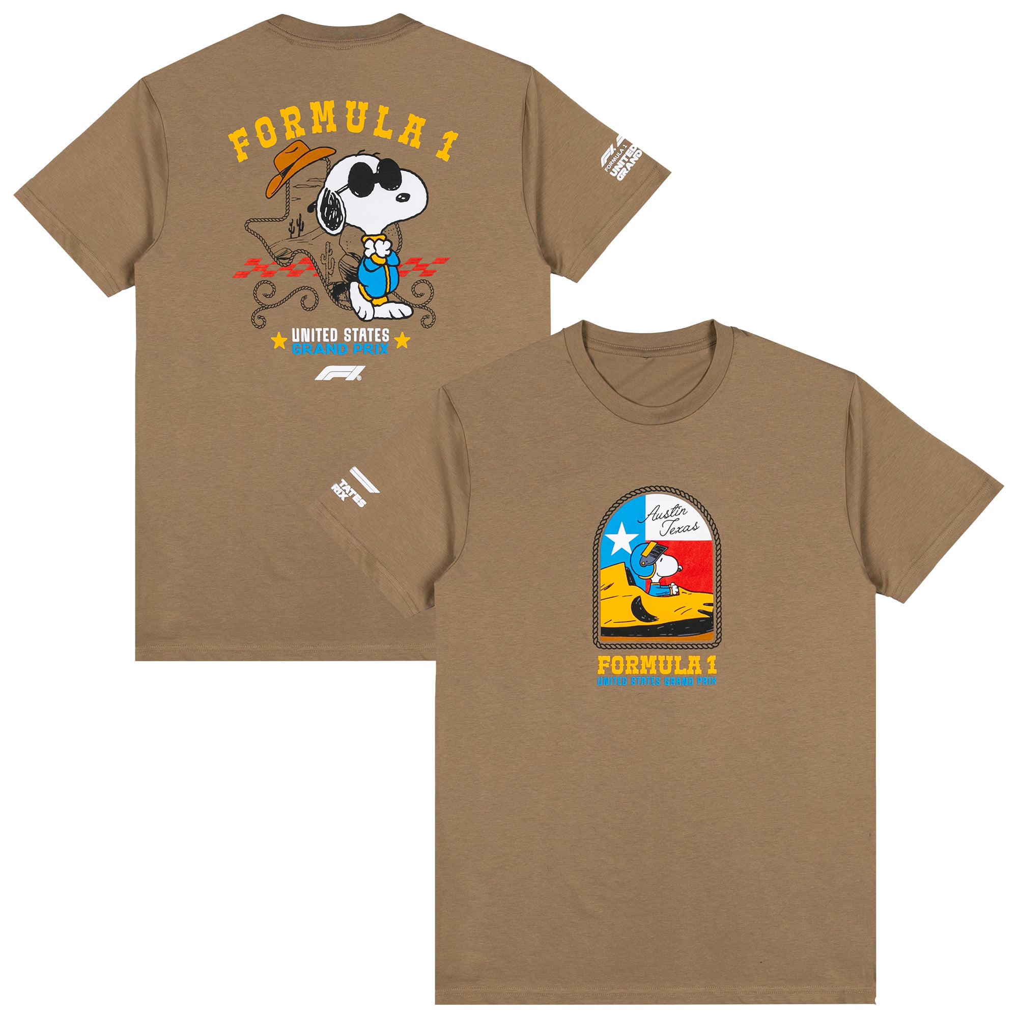 T-shirt Western Formule 1 F1 X Peanuts USA GP - Marron - unisexe Taille: M