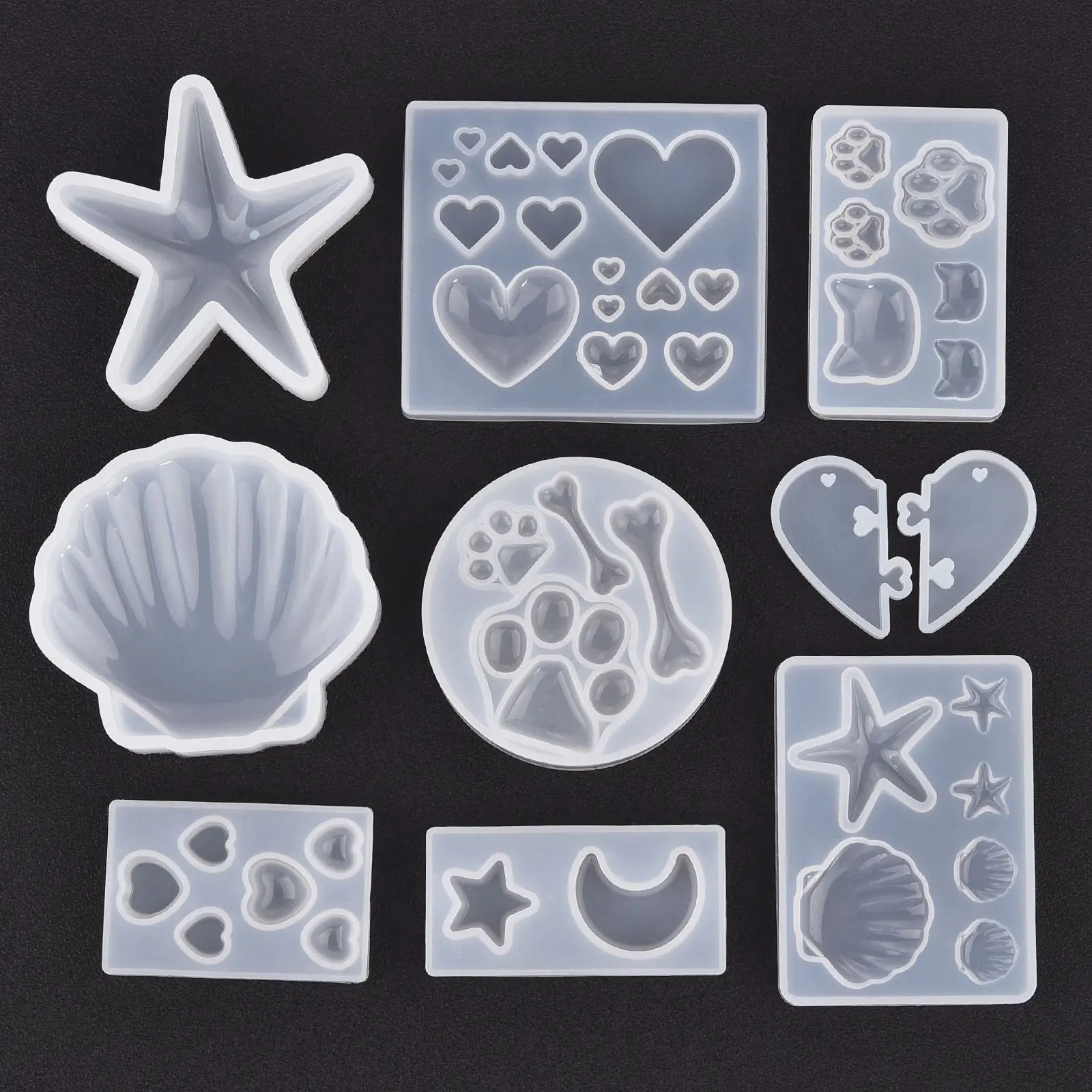 Bricolage cristal résine époxy coeur chat griffe Cabochon Silicone moules bricolage fleurs séchées bijoux pendentif moules UV résine moule