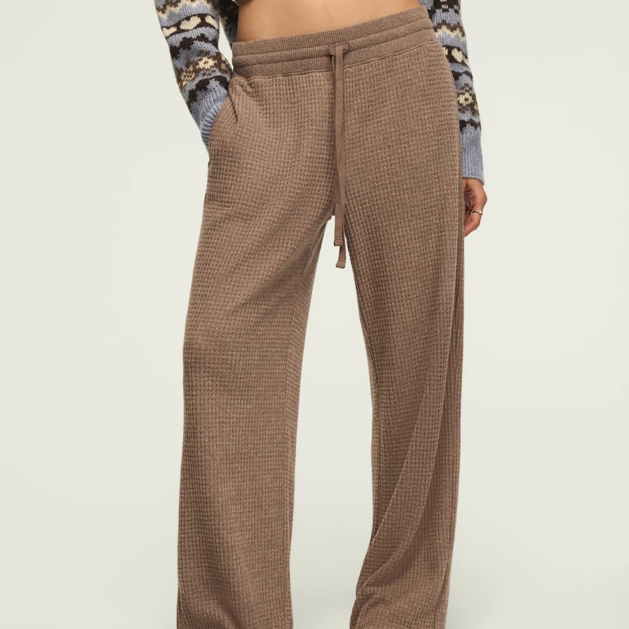 Lucky Brand Cloud Waffle Wide Leg Pant - Women's Pants in Iron Wash, Size XL