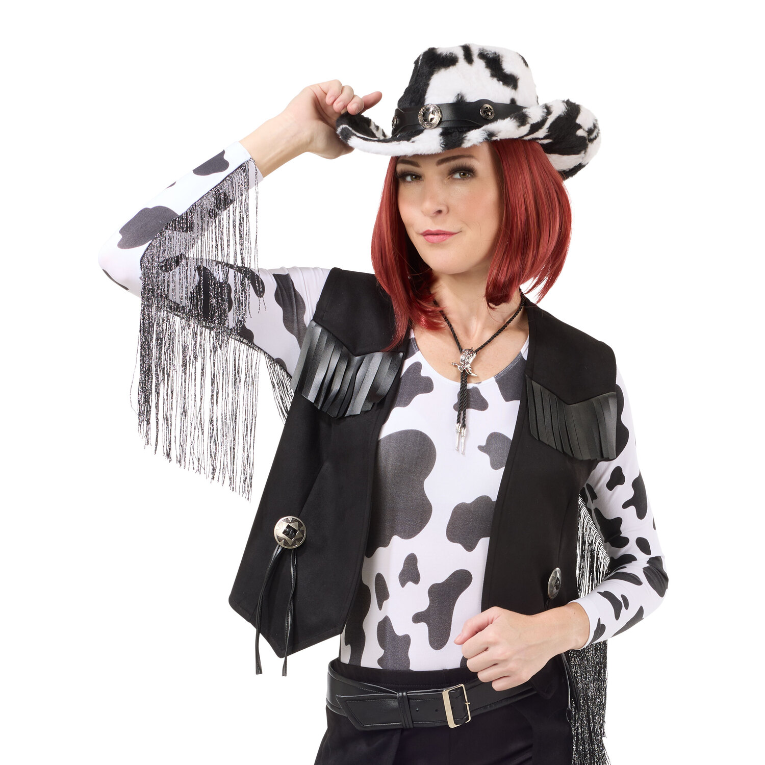 Gilet "western", noir, pour femme