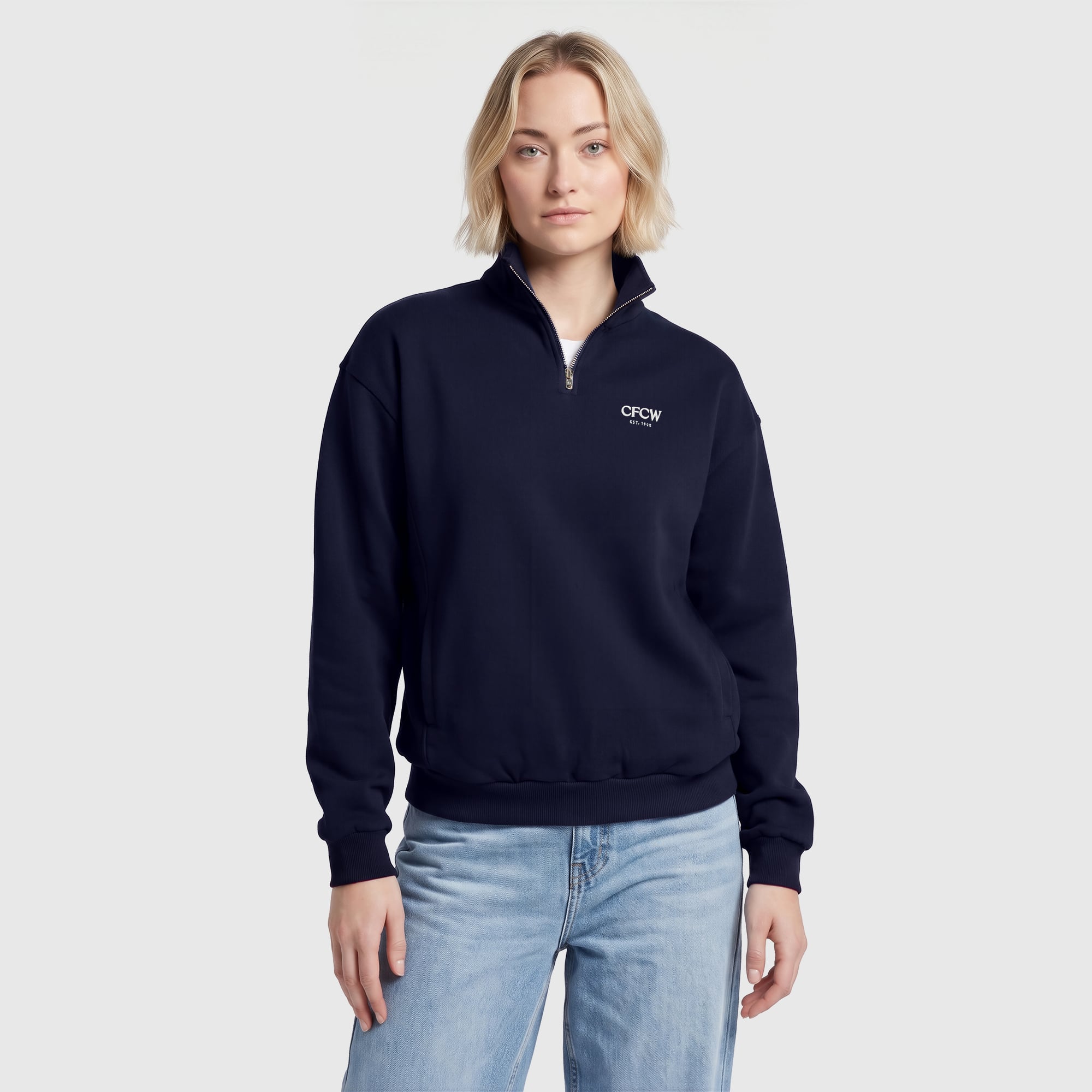 Chelsea Fleecejacke mit halbem Reißverschluss – Marineblau – Damen