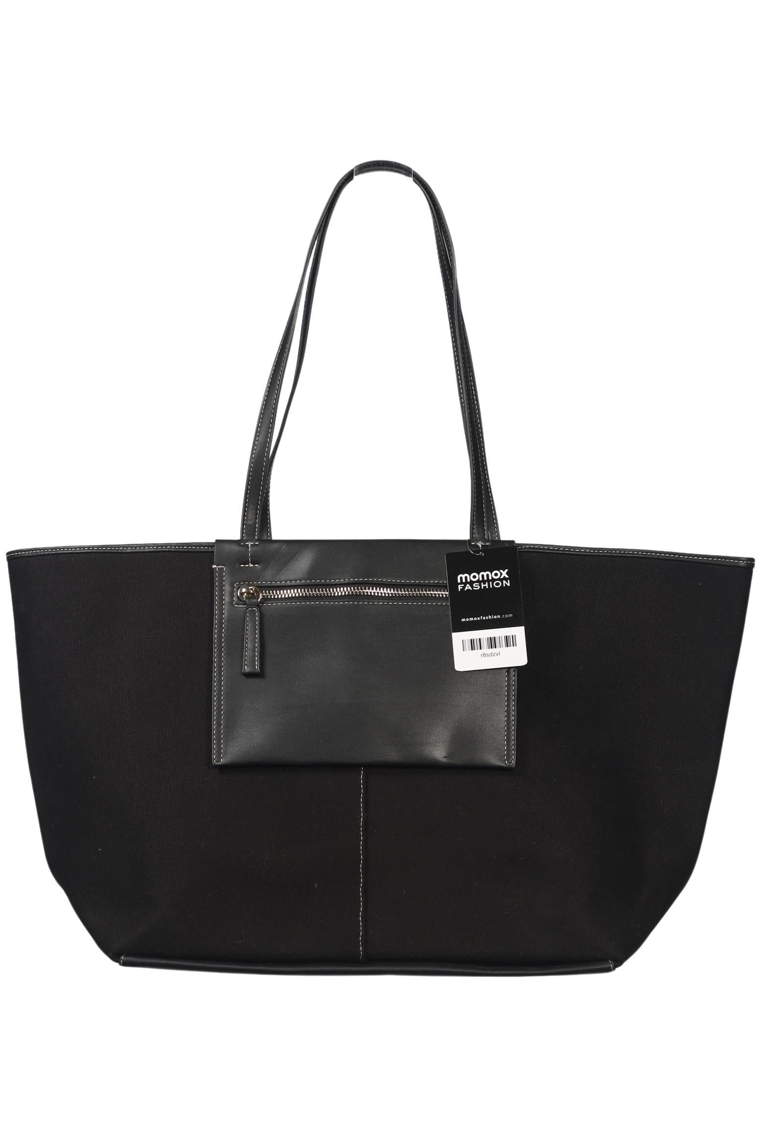 H&M Damen Handtasche gross, Gr. , Schwarz, Kunstleder / Baumwolle