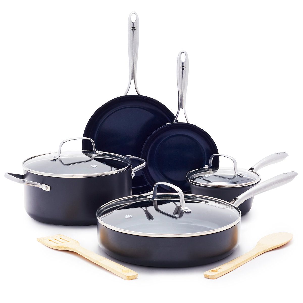 Hard Anodized Ceramic Nonstick 10 Piece Cookware Set With Pots Pans And Glass Lids Hard Anodized Ceramic Nonstick 10 Piece Cookware Set With Pots Pans And Glass Lids