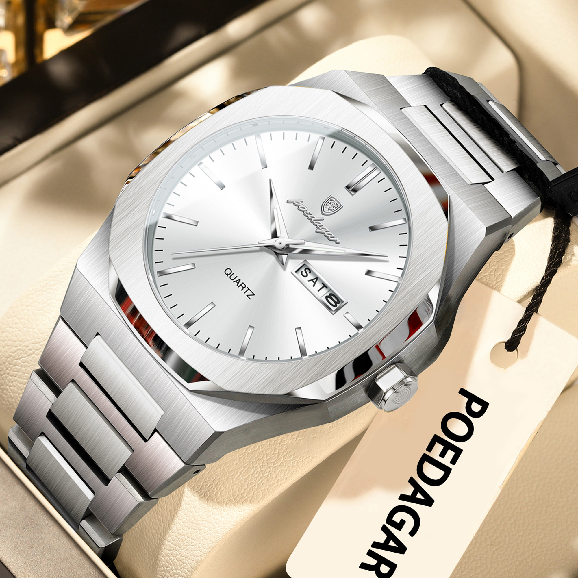 Men Waterproof Quartz Watch With Luminous Display And Stainless Steel Band 1