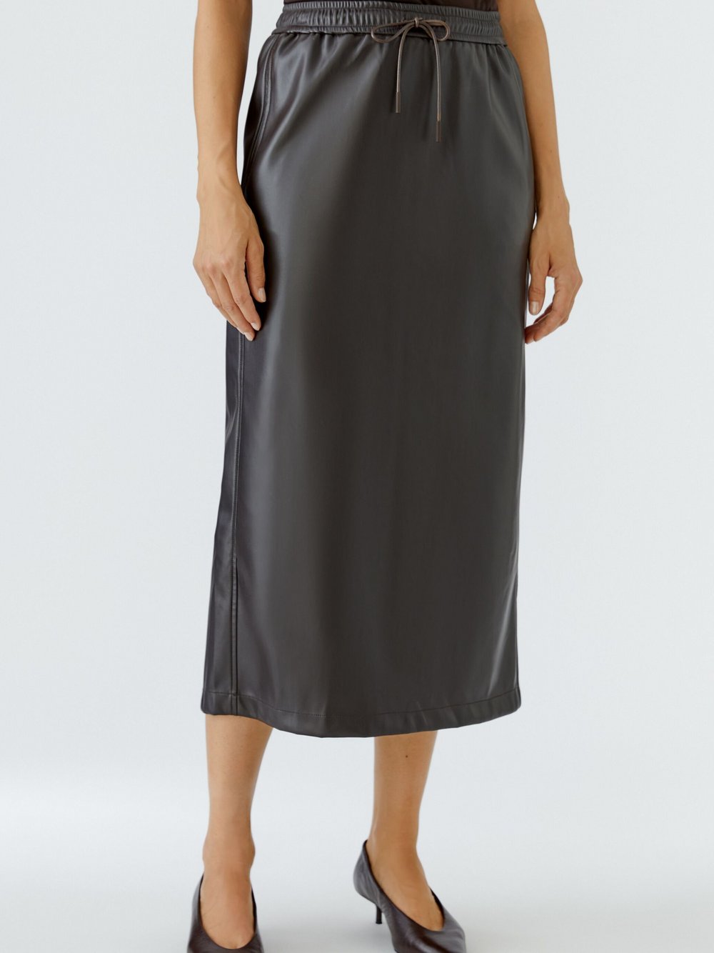 Oui Lederimitatrock Damen schoko, 34