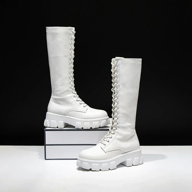 Neue Herbst Frauen Mittlere Waden Stiefel Zipper Frauen Schuhe Punk Lange Frauen Stiefel Winter Pu Leder Große Größe 43, Zapatos Para Mujeres