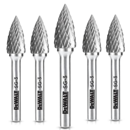DEWALT DXCBTJSG3-5 CARBIDE BURR SIZE SG-3, 5PK