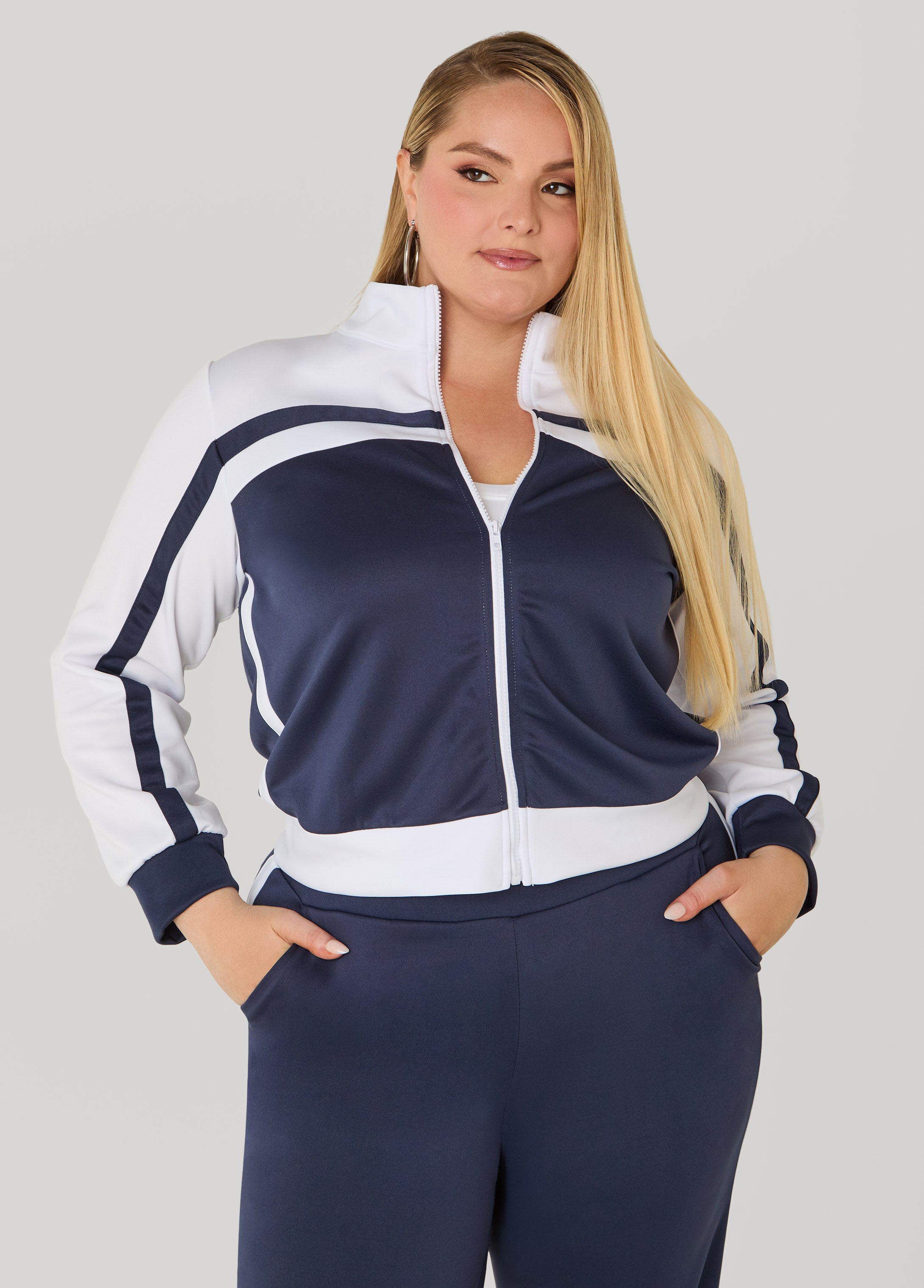 Plus Size Two Tone Track Jacket