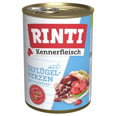 24x400g Kennerfleisch Geflügelherzen RINTI Hundefutter nass