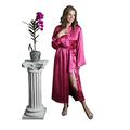 Silk Cocoon Women Dressing Gown - Pure Silk Dressing Gown - Woman Silk Robe -100% Mulberry Silk Nightwear - Crepe Satin Silk- Pure Silk - A28 Rose Large