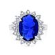 Personalize Classic Traditional 6CTW Royal Blue CZ Crown Halo Oval Cubic Zirconia Simulated Sapphire Engagement For Women Promise Ring .925 Sterling Silver Customizable