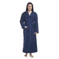 "Pacific” 100% cotton terry, extra long, lightweight bathrobe for men and women - Blue - Small