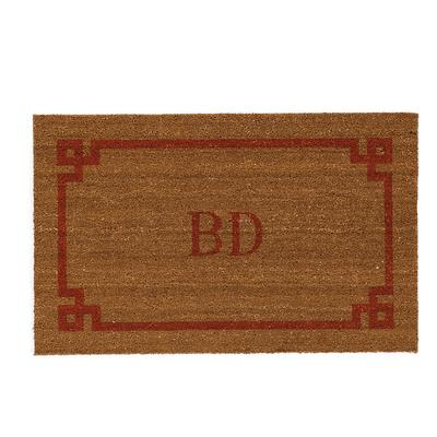 Suzanne Kasler Greek Key Personalized Coir Mat - Tangerine, Small - Ballard Designs