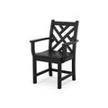 POLYWOOD® Chippendale Dining Outdoor Arm Chair Plastic/Resin in Black | 34.75 H x 22.5 W x 21.75 D in | Wayfair CDD200BL