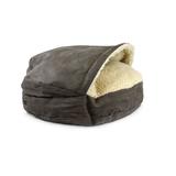 Luxury Micro Suede Cozy Cave Pet Bed, 25" L X 25" W X 25" H, Dark Chocolate & Cream, Small, Brown / Cream