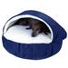 Luxury Orthopedic Cozy Cave Pet Bed, 25" L X 25" W X 25" H, Navy & Cream, Small, Blue / Cream