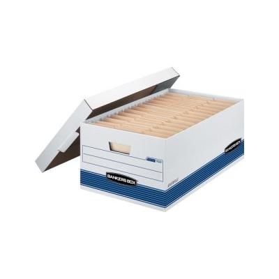 "Bankers File Storage Box, Legal, Locking Lid, White/Blue, 12/Carton, FEL00702 | by CleanltSupply.com"
