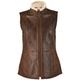 SNUGRUGS Ladies Luxury Brown Leather Gilet/Body Warmer, Aviator Finish Made from Double Faced Sheepskin. (Gilly). Size 14