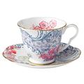 Wedgwood Butterfly Bloom Cup & Saucer Blue & Pink, Multicoloured,8 Oz