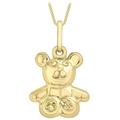 Carissima Gold Women's 9 ct Yellow Gold 13 x 20 mm Sitting Teddy Bear Pendant on 9 ct Yellow Gold 0.7 mm Diamond Cut Curb Chain Necklace of Length 46 cm/18 Inch