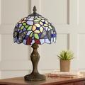 Cal Lighting Butterfly and Flower 14" High Tiffany-Style Accent Lamp