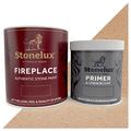 StoneLux® Fireplace Stone Coating - Stone Effect Paint - 1 litre & 500ml Primer (Rich Buff Sandstone)