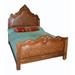 New World Trading Standard Bed Wood & /Upholstered/Genuine Leather in Brown | 74 H x 76 W x 80 D in | Wayfair EZBK10RUST