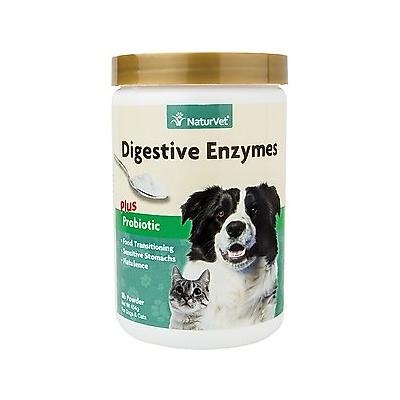 NaturVet Digestive Enzymes Plus Probiotic Powder Digestive Supplement for Cats & Dogs, 1-lb