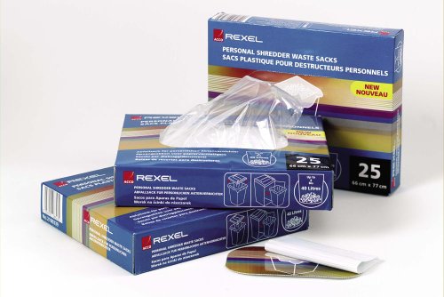 Rexel Plastikabfallbeutel für Aktenvernichter mit breitem Einzugsschacht, 200 Liter, 50 Stück, 40014