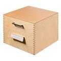 HAN 505, Wooden card filing box A5 landscape, for 900 cards, metal base/support plate, natural wood