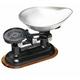 Living Nostalgia Mechanical Kitchen Scale with Bowl in Gift Box, Scale made of Cast Iron with Acacia Wood Stand, Black