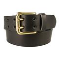 46-50 inch (XXL), Black, Solid Brass Double Prong Buckle, Mens Quality 1.5" Wide Leather Belt Made In UK