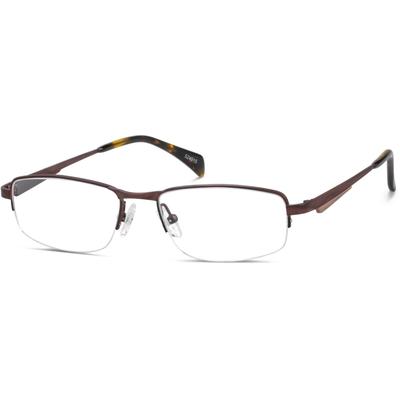 Zenni Men's Lightweight Rectangle Glasses Half-Rim Brown Titanium Frame